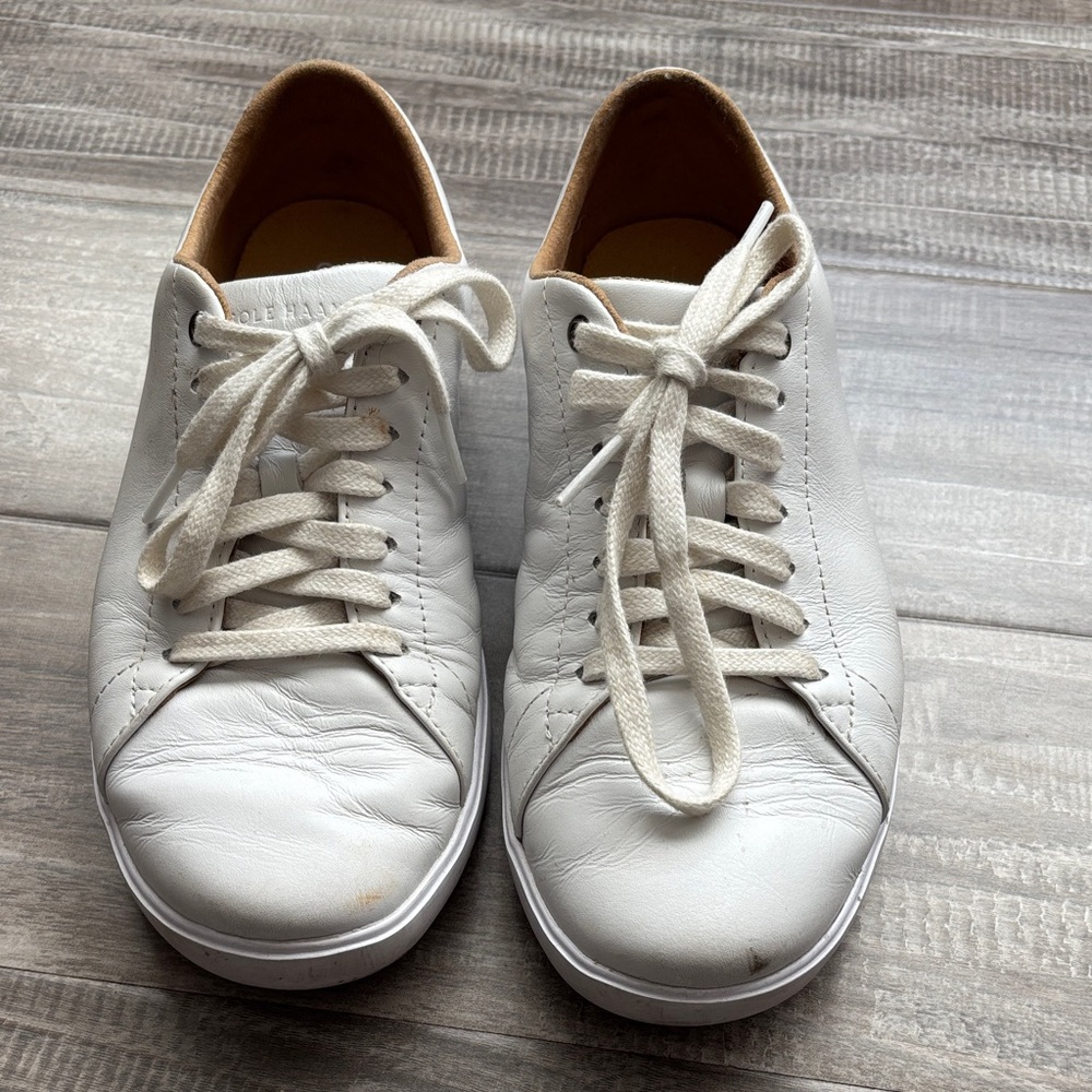 Cole Haan White Leather Grand Crosscourt Sneakers